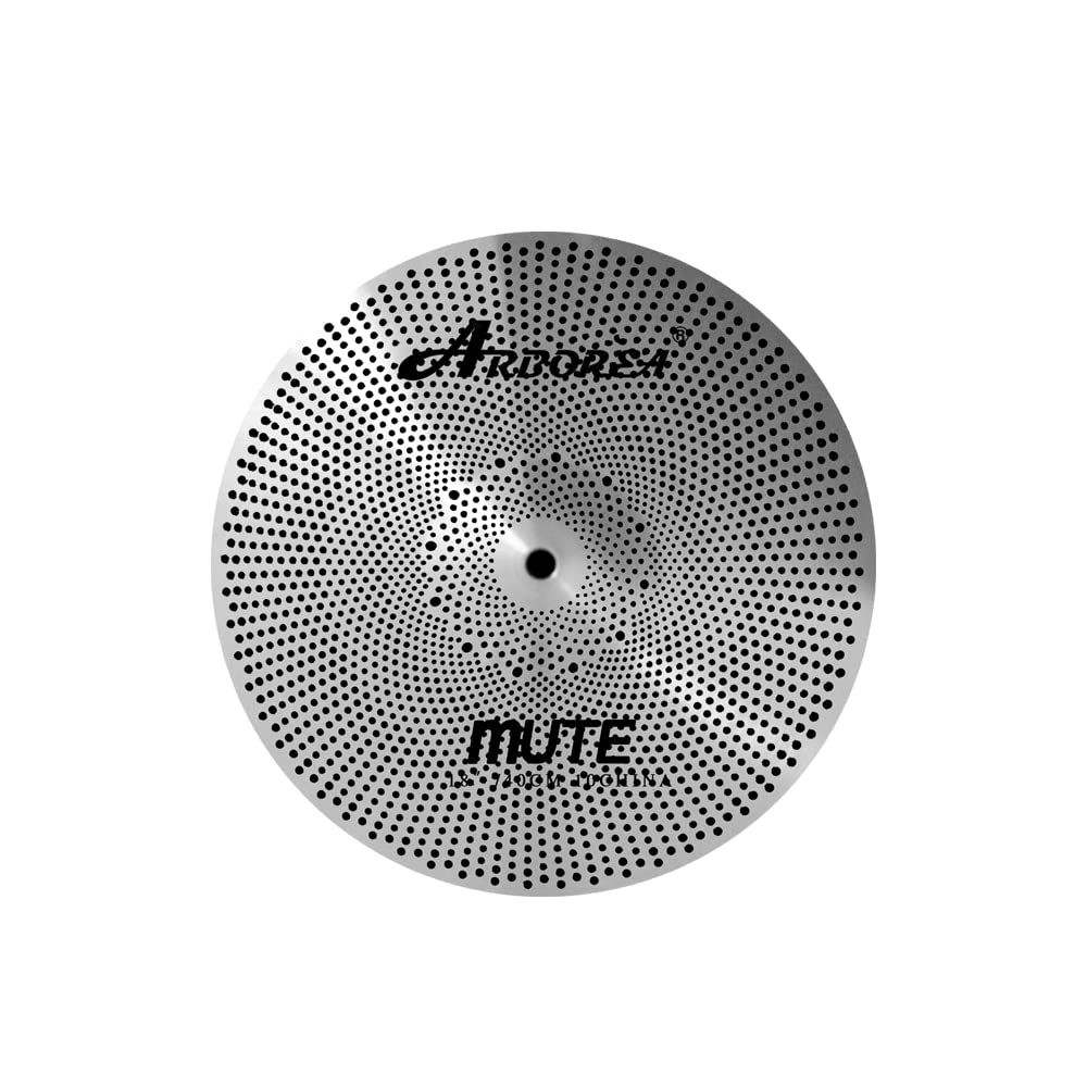 Low Volume Cymbal Pack Mute Set 14'Hihats+16"Crash+18'Crash+20"Ride 5 Pieces Silver Drummer Practice Quiet Cymbal for Drum Set