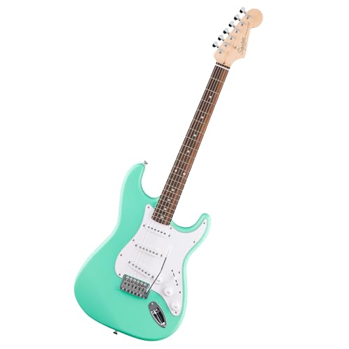 Fender Squier Debut Series Stratocaster Electric Guitar, Beginner Guitar, 2-Year Warranty, Includes Free Lessons, Sea Foam Green with Satin Urethane Finish