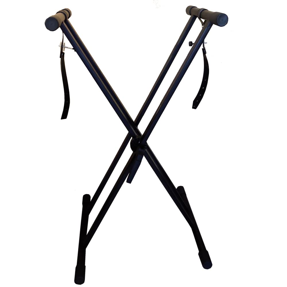 RockJam Xfinity Heavy-Duty, Double-X, Pre-Assembled, Infinitely Adjustable Piano Keyboard Stand with Locking Straps