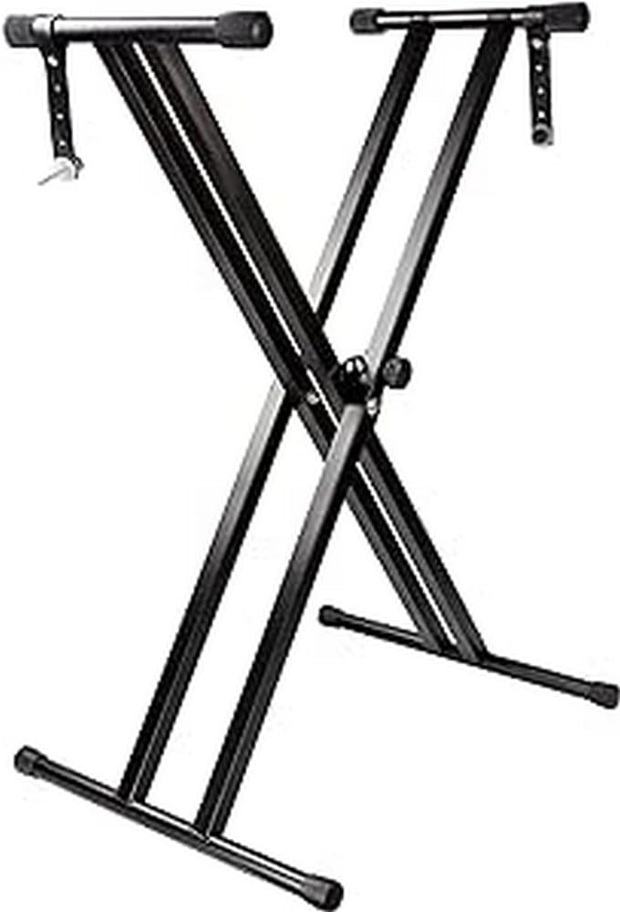 RockJam Xfinity Heavy-Duty, Double-X, Pre-Assembled, Infinitely Adjustable Piano Keyboard Stand with Locking Straps