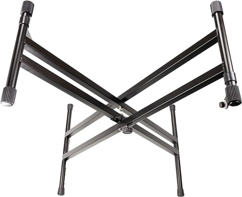 RockJam Xfinity Heavy-Duty, Double-X, Pre-Assembled, Infinitely Adjustable Piano Keyboard Stand with Locking Straps