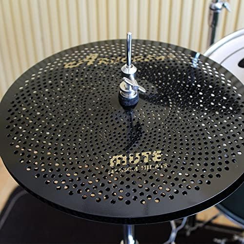 Low Volume Cymbal Pack Mute Set 14'Hihats+16"Crash+18'Crash+20"Ride 5 Pieces Silver Drummer Practice Quiet Cymbal for Drum Set