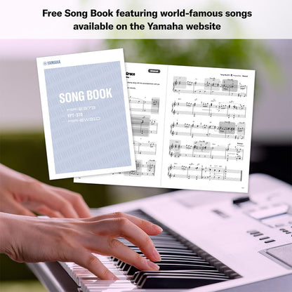 Yamaha 61-Key Portable Keyboard for Beginners with Built-In Songs, Quiz Mode, Music Rest, with Power Adapter YPT280