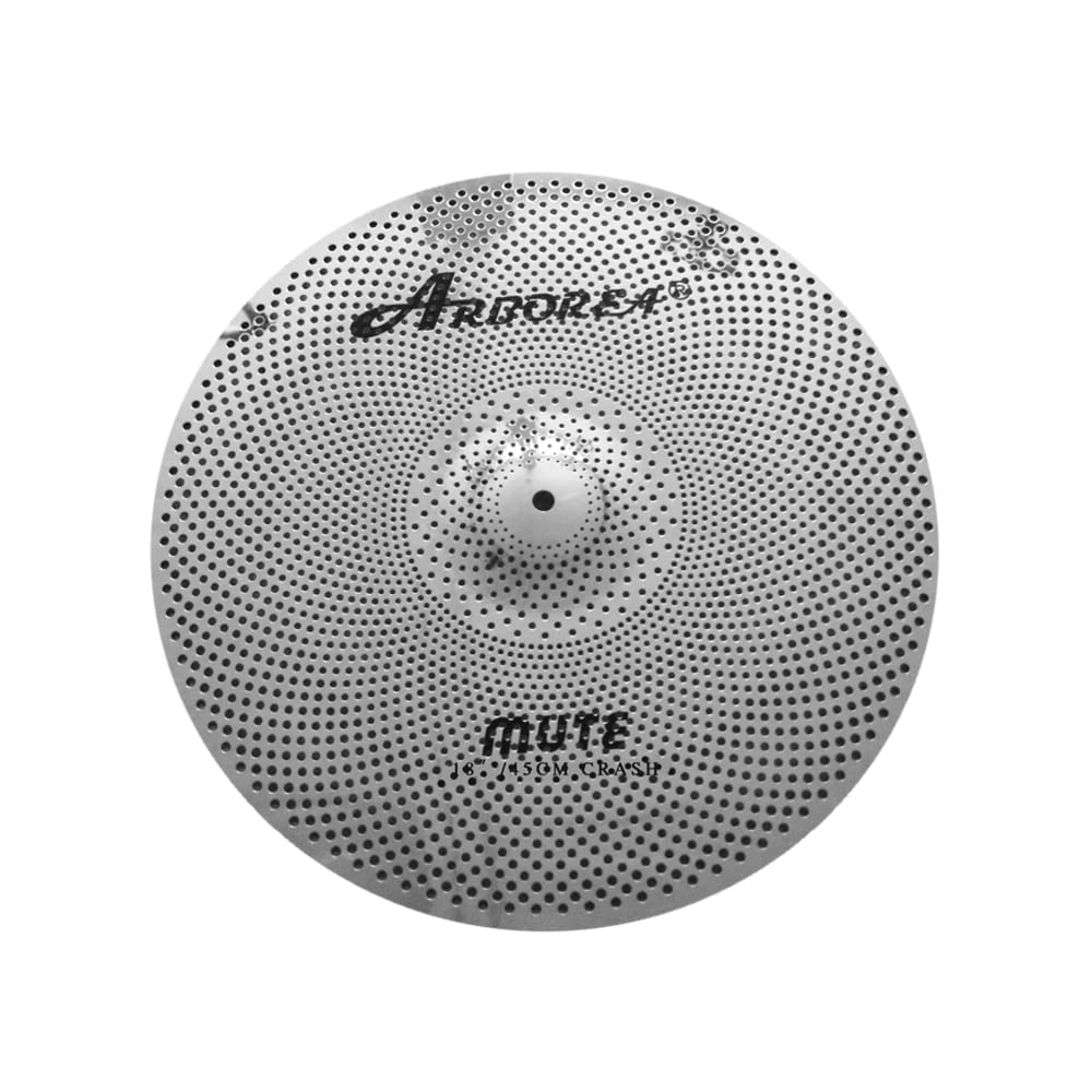 Low Volume Cymbal Pack Mute Set 14'Hihats+16"Crash+18'Crash+20"Ride 5 Pieces Silver Drummer Practice Quiet Cymbal for Drum Set