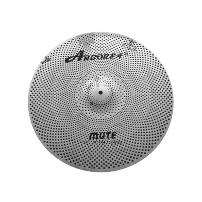 Low Volume Cymbal Pack Mute Set 14'Hihats+16"Crash+18'Crash+20"Ride 5 Pieces Silver Drummer Practice Quiet Cymbal for Drum Set