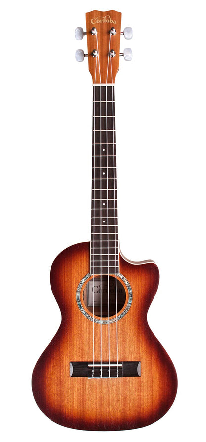 Cordoba, 4 15CM Concert Ukulele-Hand Crafted With Mahogany Top, Back & Sides, Authentic Abalone Rosette & Satin Finish & Premium Italian Aquila Strings-For Beginners & Professionals, Right, COD