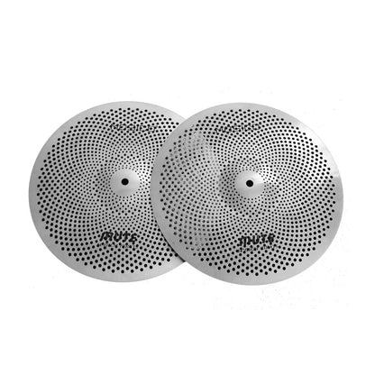 Low Volume Cymbal Pack Mute Set 14'Hihats+16"Crash+18'Crash+20"Ride 5 Pieces Silver Drummer Practice Quiet Cymbal for Drum Set