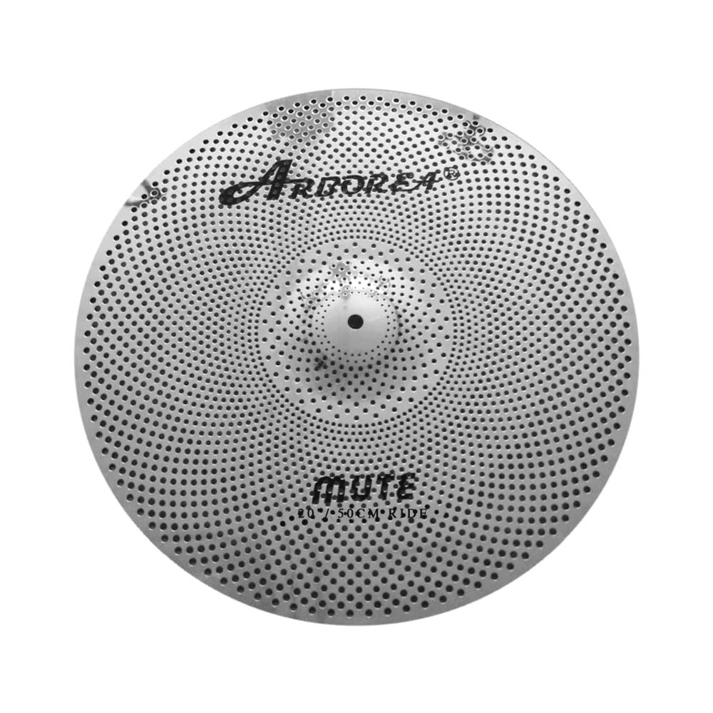 Low Volume Cymbal Pack Mute Set 14'Hihats+16"Crash+18'Crash+20"Ride 5 Pieces Silver Drummer Practice Quiet Cymbal for Drum Set