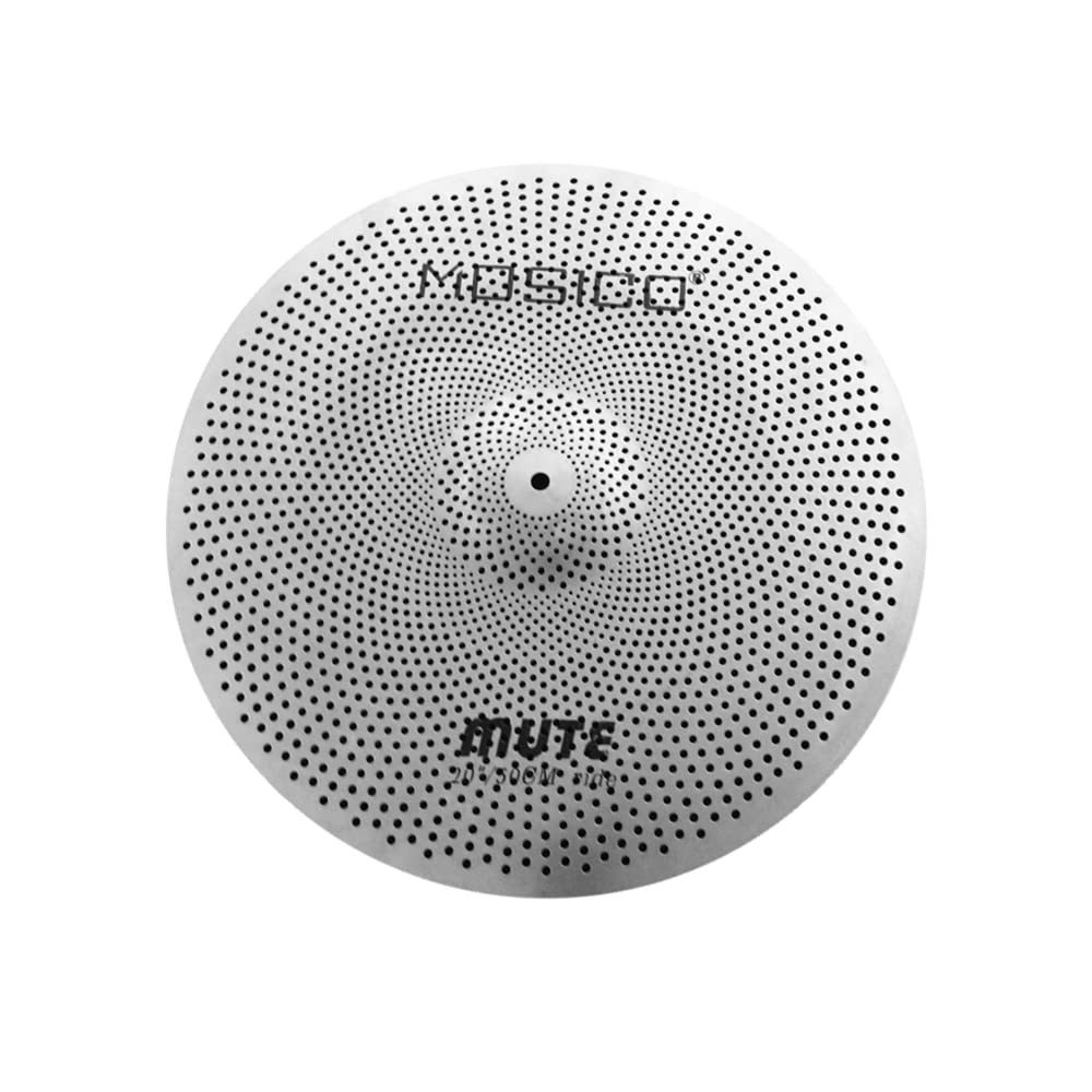 Low Volume Cymbal Pack Mute Set 14'Hihats+16"Crash+18'Crash+20"Ride 5 Pieces Silver Drummer Practice Quiet Cymbal for Drum Set