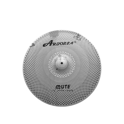 Low Volume Cymbal Pack Mute Set 14'Hihats+16"Crash+18'Crash+20"Ride 5 Pieces Silver Drummer Practice Quiet Cymbal for Drum Set