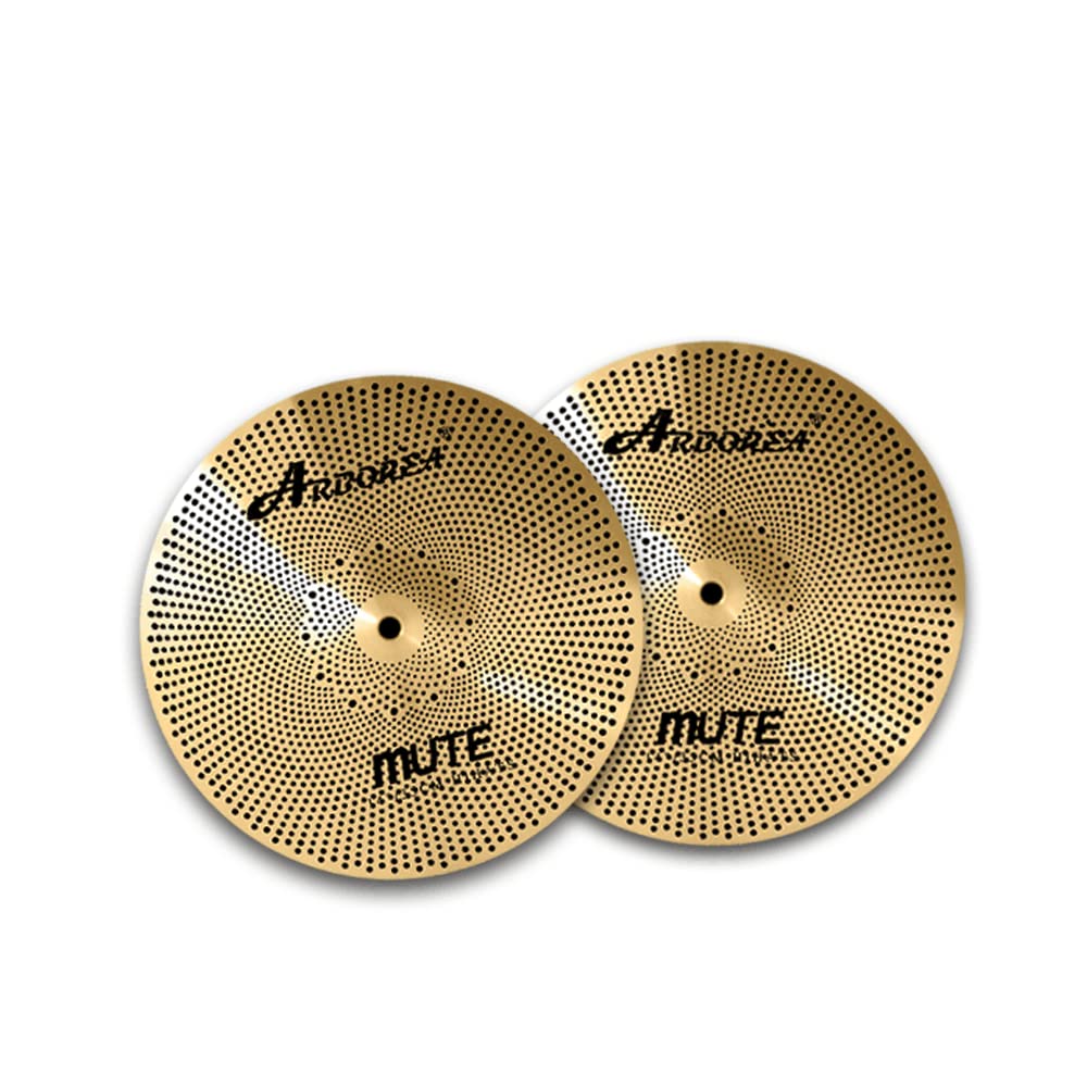 Low Volume Cymbal Pack Mute Set 14'Hihats+16"Crash+18'Crash+20"Ride 5 Pieces Silver Drummer Practice Quiet Cymbal for Drum Set