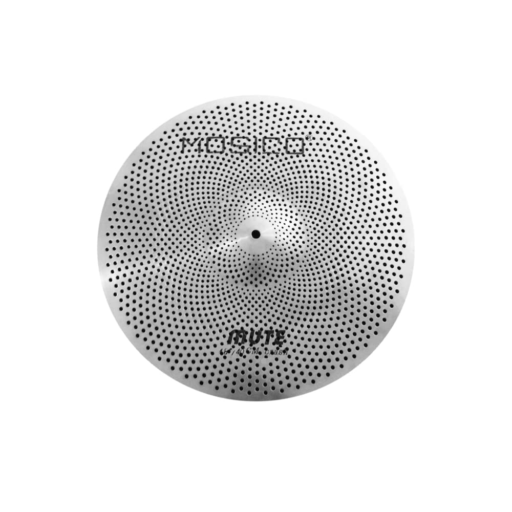 Low Volume Cymbal Pack Mute Set 14'Hihats+16"Crash+18'Crash+20"Ride 5 Pieces Silver Drummer Practice Quiet Cymbal for Drum Set