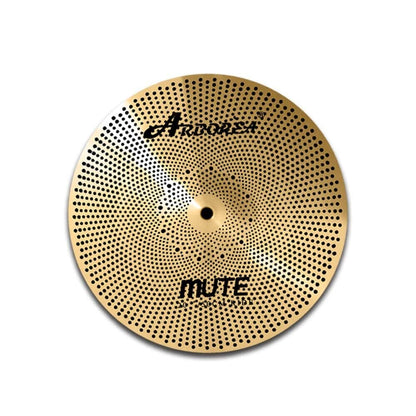 Low Volume Cymbal Pack Mute Set 14'Hihats+16"Crash+18'Crash+20"Ride 5 Pieces Silver Drummer Practice Quiet Cymbal for Drum Set