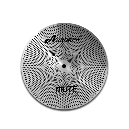 Low Volume Cymbal Pack Mute Set 14'Hihats+16"Crash+18'Crash+20"Ride 5 Pieces Silver Drummer Practice Quiet Cymbal for Drum Set