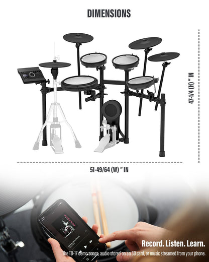 Roland Generation 2 V-Drums TD-17KVX2 Electronic Drum Set Bundle with 3.5mm Audio Cable, Drumstick Bag, 3 Pairs of Drumsticks, and Austin Bazaar Polishing Cloth