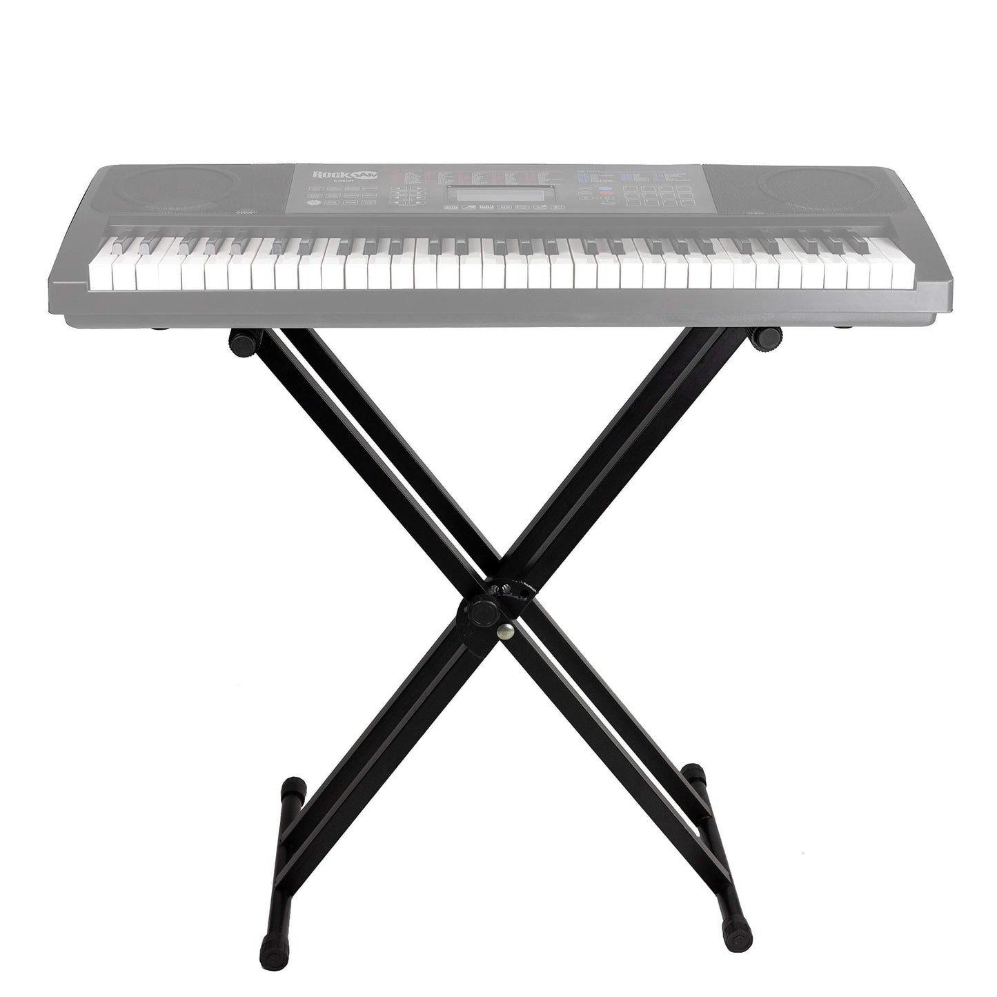 RockJam Xfinity Heavy-Duty, Double-X, Pre-Assembled, Infinitely Adjustable Piano Keyboard Stand with Locking Straps