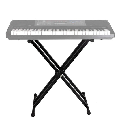 RockJam Xfinity Heavy-Duty, Double-X, Pre-Assembled, Infinitely Adjustable Piano Keyboard Stand with Locking Straps