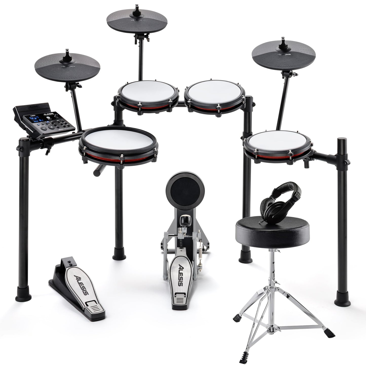Alesis Nitro Max Kit Electric Drum Set with Quiet Mesh Pads, 10" Dual Zone Snare, Bluetooth, 440+ Authentic Sounds, Drumeo, USB MIDI, Kick Pedal