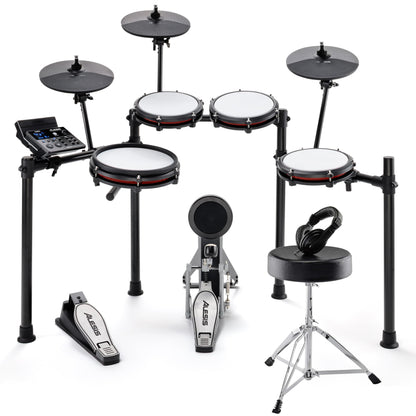Alesis Nitro Max Kit Electric Drum Set with Quiet Mesh Pads, 10" Dual Zone Snare, Bluetooth, 440+ Authentic Sounds, Drumeo, USB MIDI, Kick Pedal