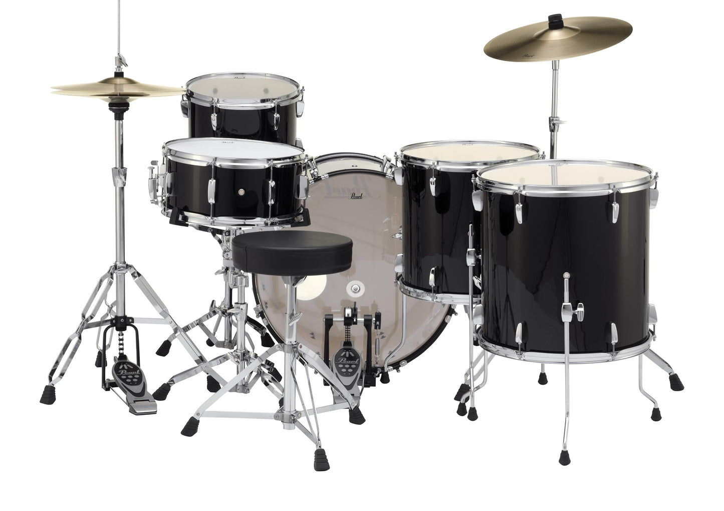 Pearl Roadshow Drum Set 5-Piece Complete Kit with Cymbals and Stands, Jet Black (RS525SC/C31)