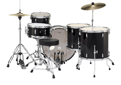 Pearl Roadshow Drum Set 5-Piece Complete Kit with Cymbals and Stands, Jet Black (RS525SC/C31)