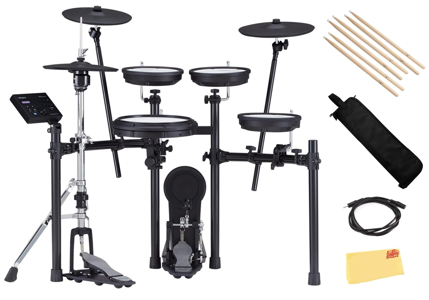 Roland Generation 2 V-Drums TD-17KVX2 Electronic Drum Set Bundle with 3.5mm Audio Cable, Drumstick Bag, 3 Pairs of Drumsticks, and Austin Bazaar Polishing Cloth