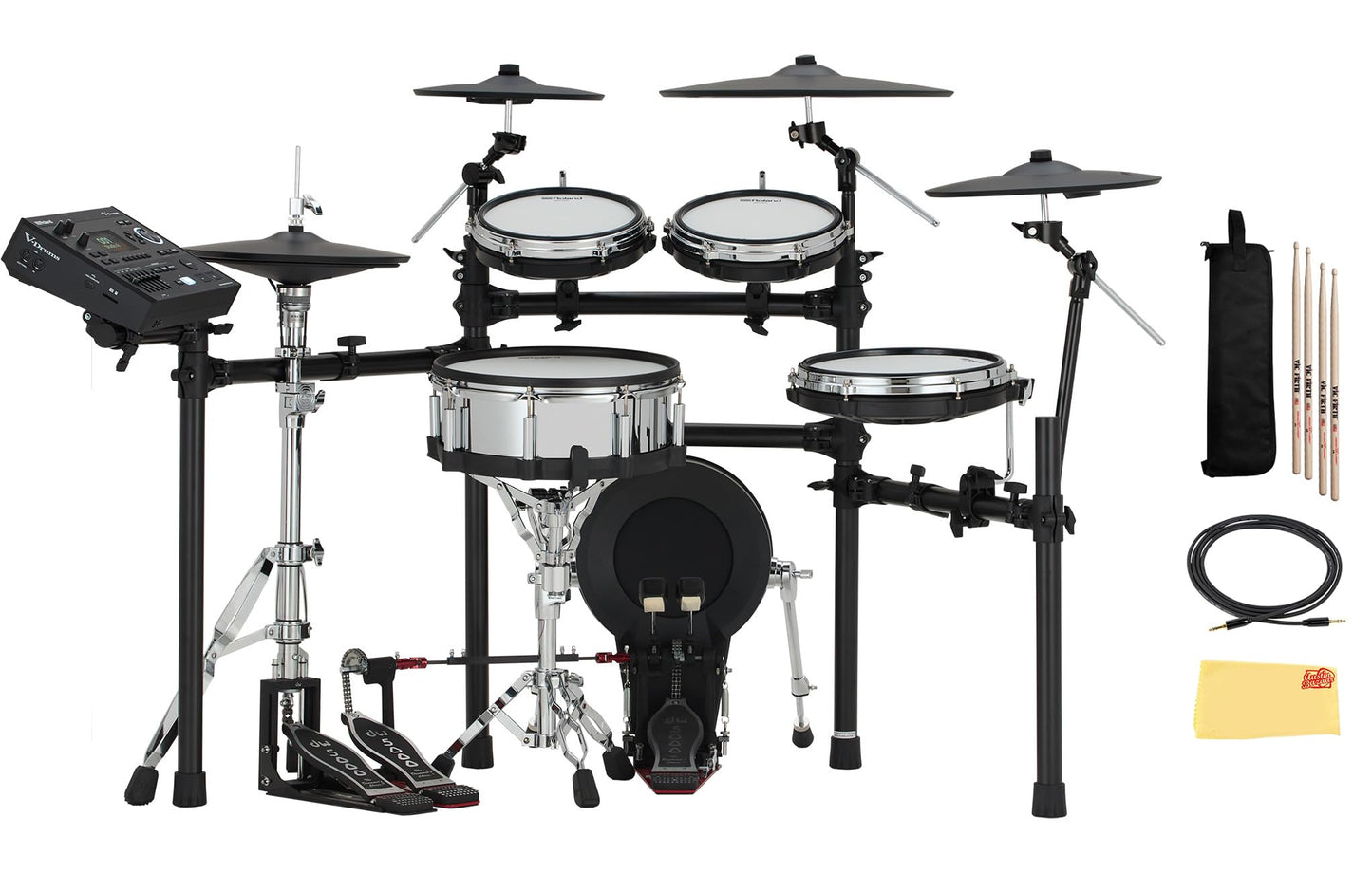 Roland Generation 2 V-Drums TD-17KVX2 Electronic Drum Set Bundle with 3.5mm Audio Cable, Drumstick Bag, 3 Pairs of Drumsticks, and Austin Bazaar Polishing Cloth