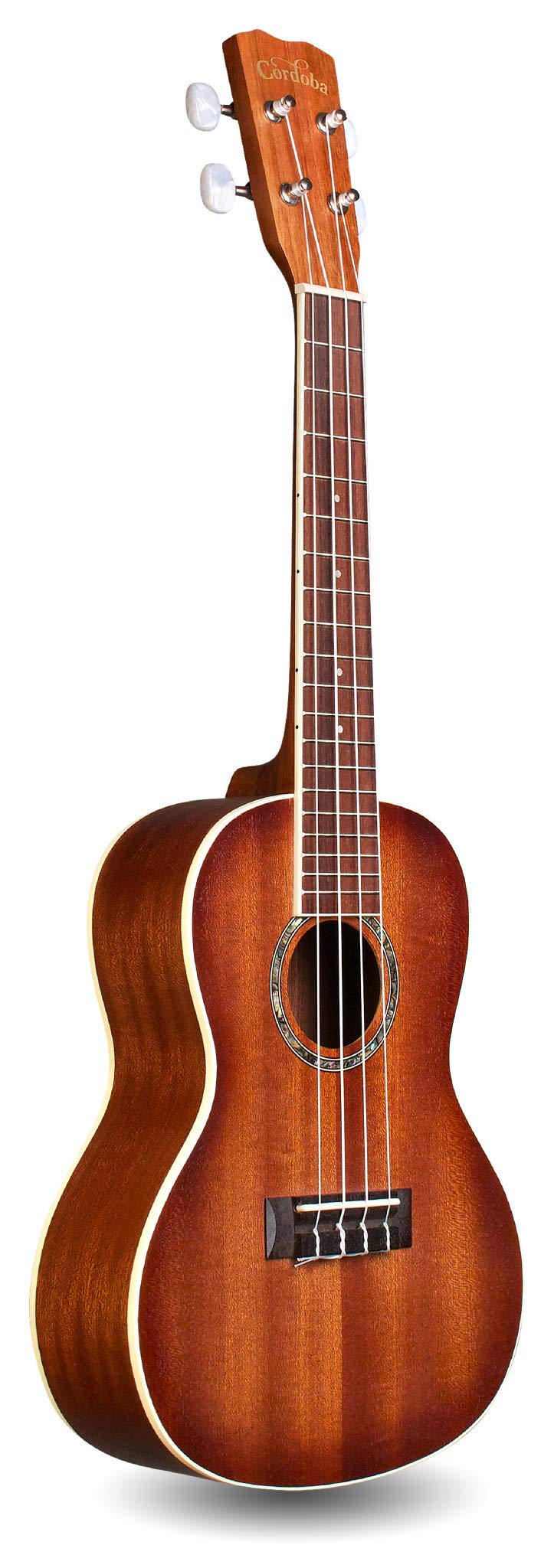 Cordoba, 4 15CM Concert Ukulele-Hand Crafted With Mahogany Top, Back & Sides, Authentic Abalone Rosette & Satin Finish & Premium Italian Aquila Strings-For Beginners & Professionals, Right, COD