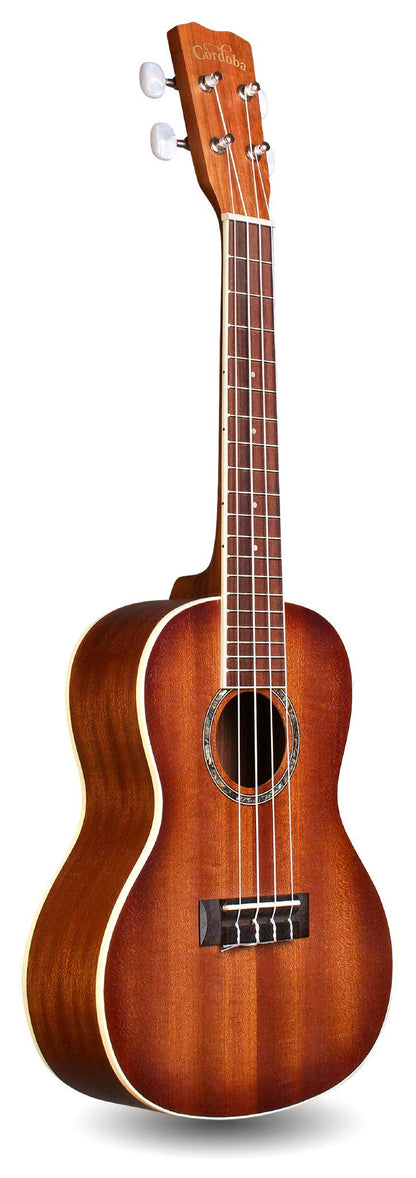 Cordoba, 4 15CM Concert Ukulele-Hand Crafted With Mahogany Top, Back & Sides, Authentic Abalone Rosette & Satin Finish & Premium Italian Aquila Strings-For Beginners & Professionals, Right, COD