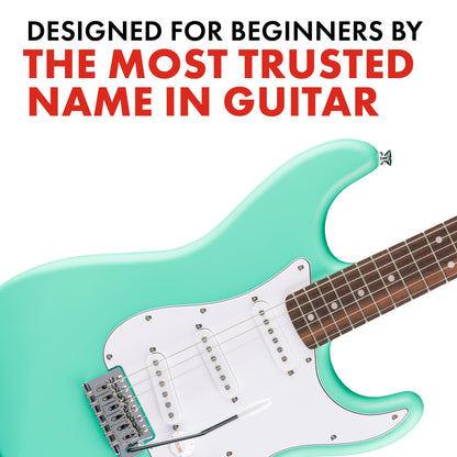 Fender Squier Debut Series Stratocaster Electric Guitar, Beginner Guitar, 2-Year Warranty, Includes Free Lessons, Sea Foam Green with Satin Urethane Finish
