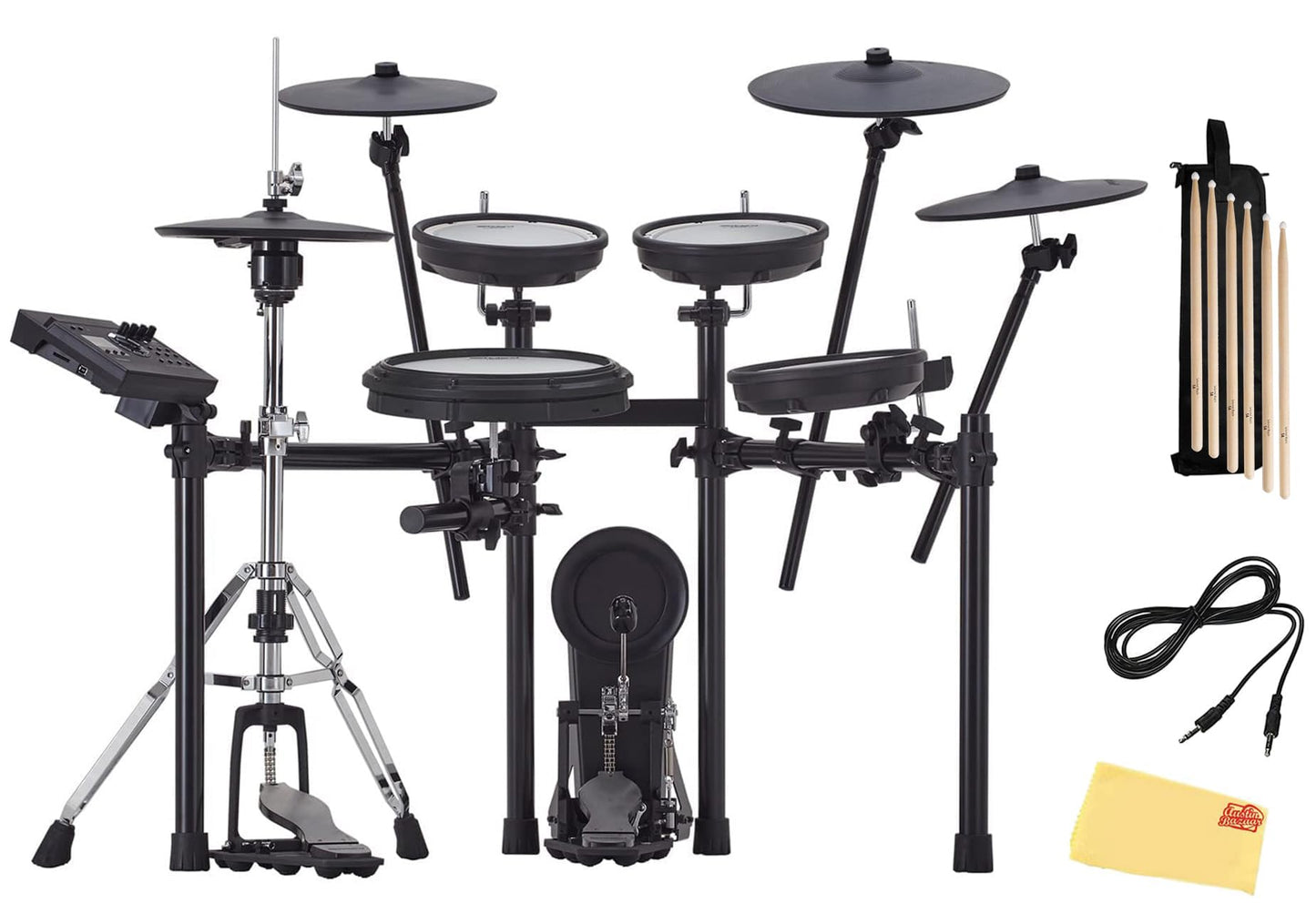 Roland Generation 2 V-Drums TD-17KVX2 Electronic Drum Set Bundle with 3.5mm Audio Cable, Drumstick Bag, 3 Pairs of Drumsticks, and Austin Bazaar Polishing Cloth