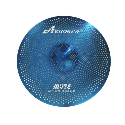 Low Volume Cymbal Pack Mute Set 14'Hihats+16"Crash+18'Crash+20"Ride 5 Pieces Silver Drummer Practice Quiet Cymbal for Drum Set