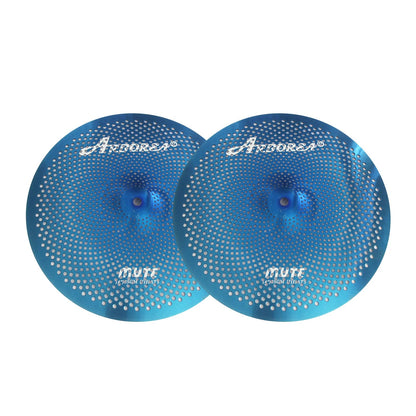 Low Volume Cymbal Pack Mute Set 14'Hihats+16"Crash+18'Crash+20"Ride 5 Pieces Silver Drummer Practice Quiet Cymbal for Drum Set