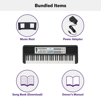 Yamaha 61-Key Portable Keyboard for Beginners with Built-In Songs, Quiz Mode, Music Rest, with Power Adapter YPT280