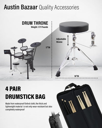 Roland Generation 2 V-Drums TD-17KVX2 Electronic Drum Set Bundle with 3.5mm Audio Cable, Drumstick Bag, 3 Pairs of Drumsticks, and Austin Bazaar Polishing Cloth