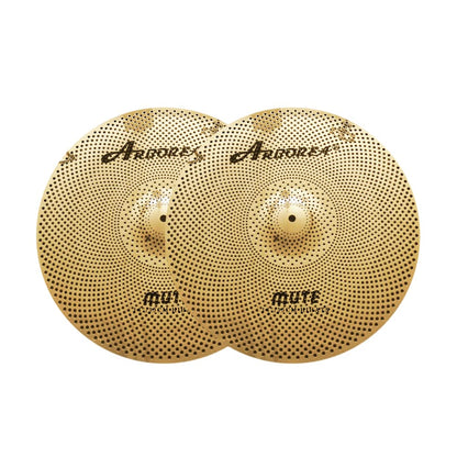 Low Volume Cymbal Pack Mute Set 14'Hihats+16"Crash+18'Crash+20"Ride 5 Pieces Silver Drummer Practice Quiet Cymbal for Drum Set