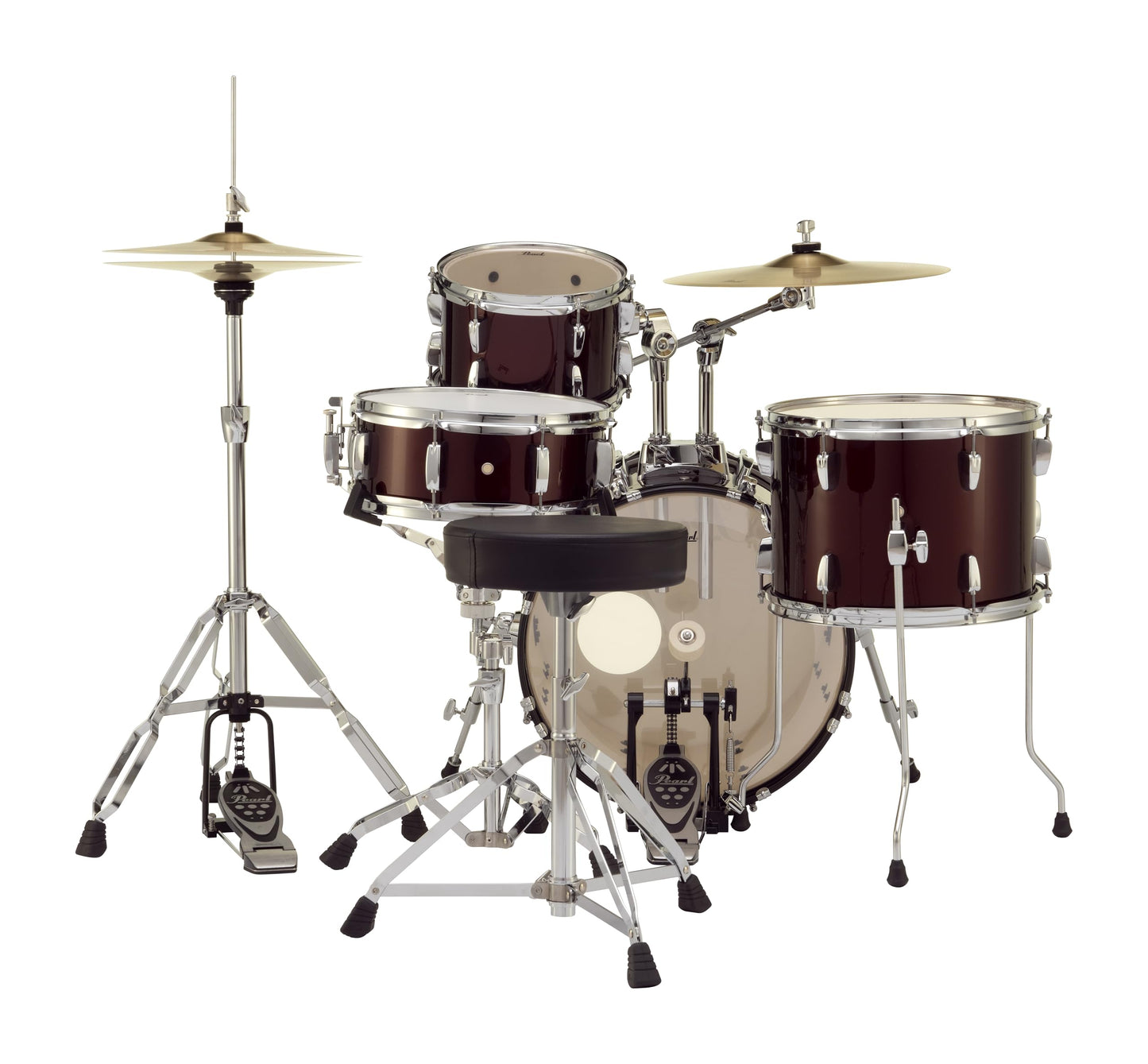 Pearl Roadshow Drum Set 5-Piece Complete Kit with Cymbals and Stands, Jet Black (RS525SC/C31)
