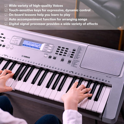 Yamaha 61-Key Portable Keyboard for Beginners with Built-In Songs, Quiz Mode, Music Rest, with Power Adapter YPT280