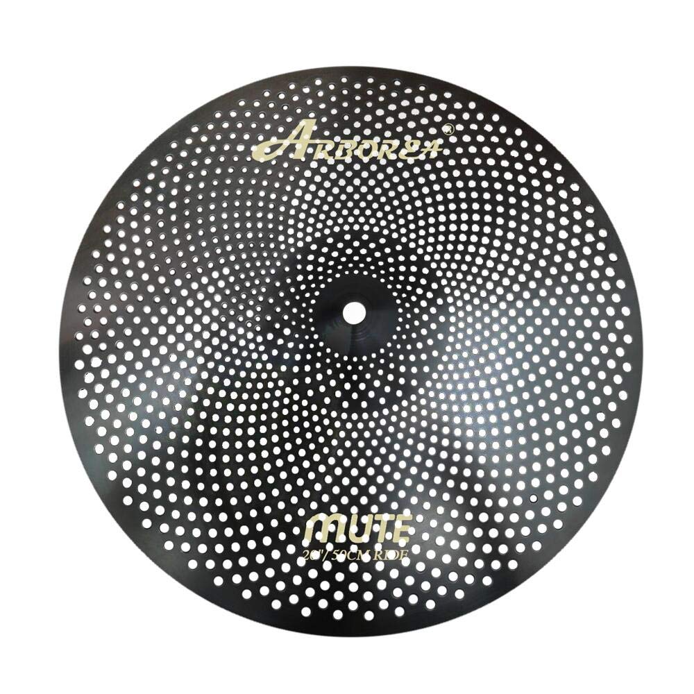 Low Volume Cymbal Pack Mute Set 14'Hihats+16"Crash+18'Crash+20"Ride 5 Pieces Silver Drummer Practice Quiet Cymbal for Drum Set