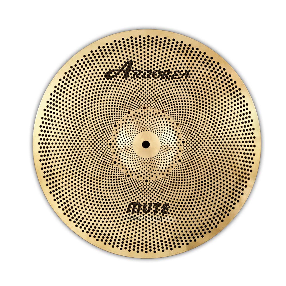 Low Volume Cymbal Pack Mute Set 14'Hihats+16"Crash+18'Crash+20"Ride 5 Pieces Silver Drummer Practice Quiet Cymbal for Drum Set