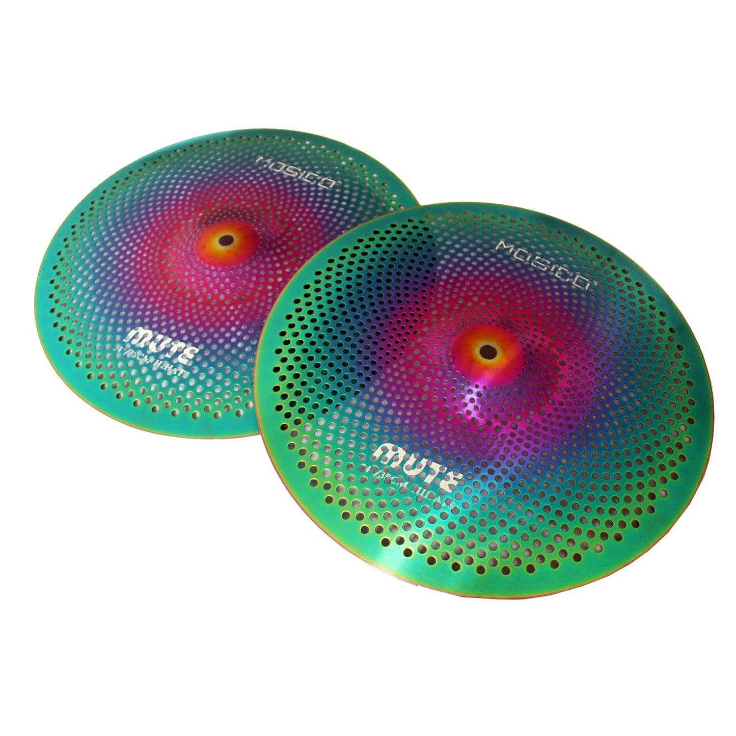 Low Volume Cymbal Pack Mute Set 14'Hihats+16"Crash+18'Crash+20"Ride 5 Pieces Silver Drummer Practice Quiet Cymbal for Drum Set