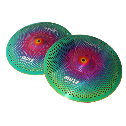 Low Volume Cymbal Pack Mute Set 14'Hihats+16"Crash+18'Crash+20"Ride 5 Pieces Silver Drummer Practice Quiet Cymbal for Drum Set