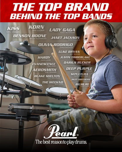 Pearl Roadshow Drum Set 5-Piece Complete Kit with Cymbals and Stands, Jet Black (RS525SC/C31)