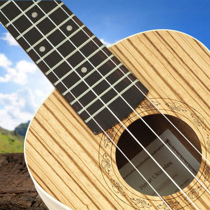 Concert Ukulele Bundle, Deluxe Series by Hola! Music, 24 Inch Mahogany Ukulele with Aquila Nylgut Strings Installed, Padded Gig Bag, Strap and Picks - Blue