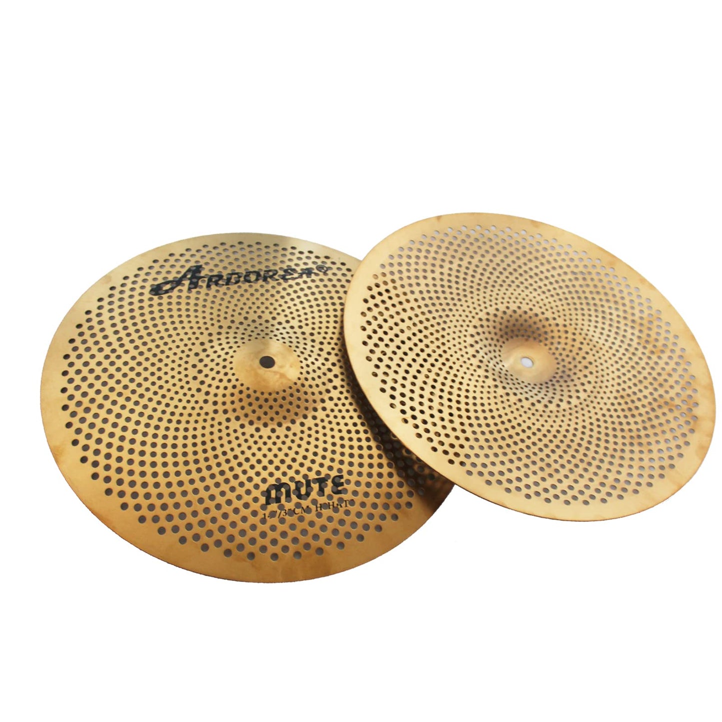 Low Volume Cymbal Pack Mute Set 14'Hihats+16"Crash+18'Crash+20"Ride 5 Pieces Silver Drummer Practice Quiet Cymbal for Drum Set