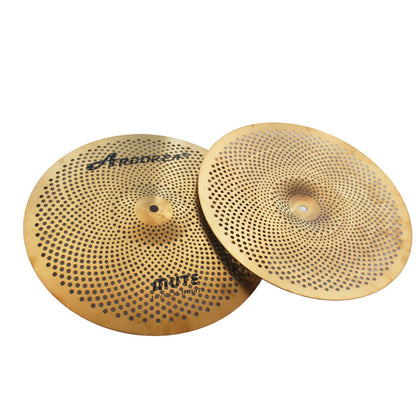Low Volume Cymbal Pack Mute Set 14'Hihats+16"Crash+18'Crash+20"Ride 5 Pieces Silver Drummer Practice Quiet Cymbal for Drum Set