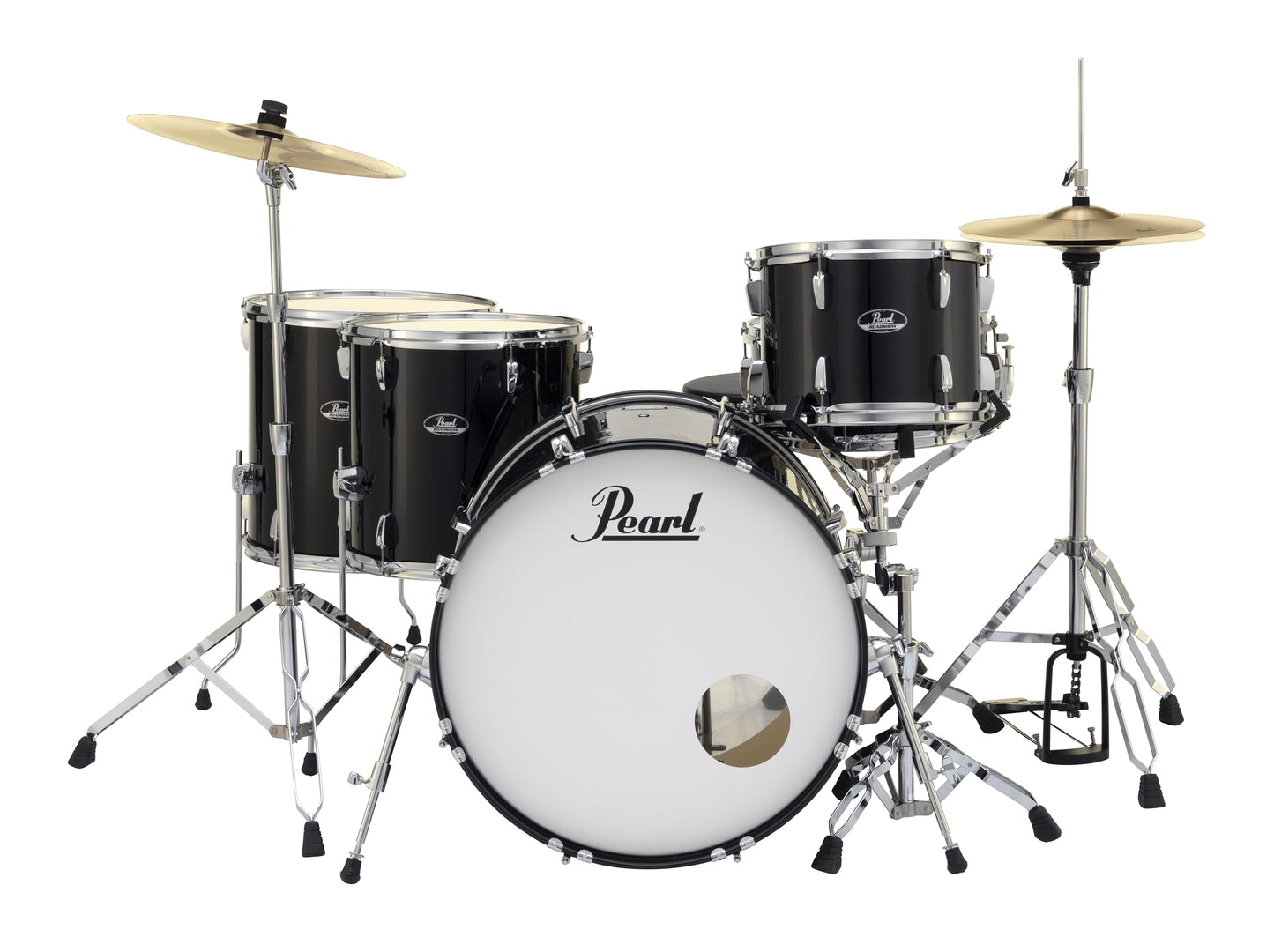 Pearl Roadshow Drum Set 5-Piece Complete Kit with Cymbals and Stands, Jet Black (RS525SC/C31)