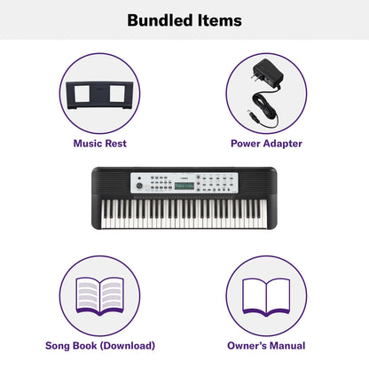 Yamaha 61-Key Portable Keyboard for Beginners with Built-In Songs, Quiz Mode, Music Rest, with Power Adapter YPT280