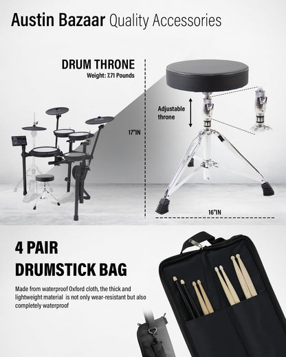 Roland Generation 2 V-Drums TD-17KVX2 Electronic Drum Set Bundle with 3.5mm Audio Cable, Drumstick Bag, 3 Pairs of Drumsticks, and Austin Bazaar Polishing Cloth