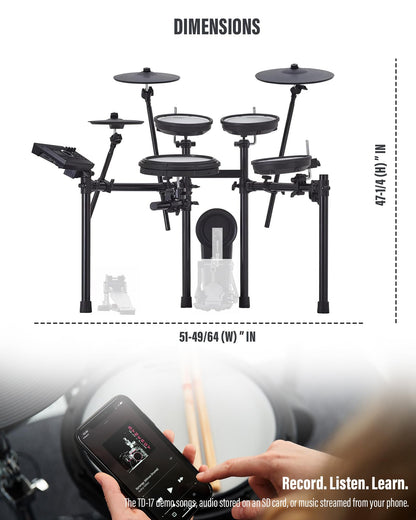 Roland Generation 2 V-Drums TD-17KVX2 Electronic Drum Set Bundle with 3.5mm Audio Cable, Drumstick Bag, 3 Pairs of Drumsticks, and Austin Bazaar Polishing Cloth